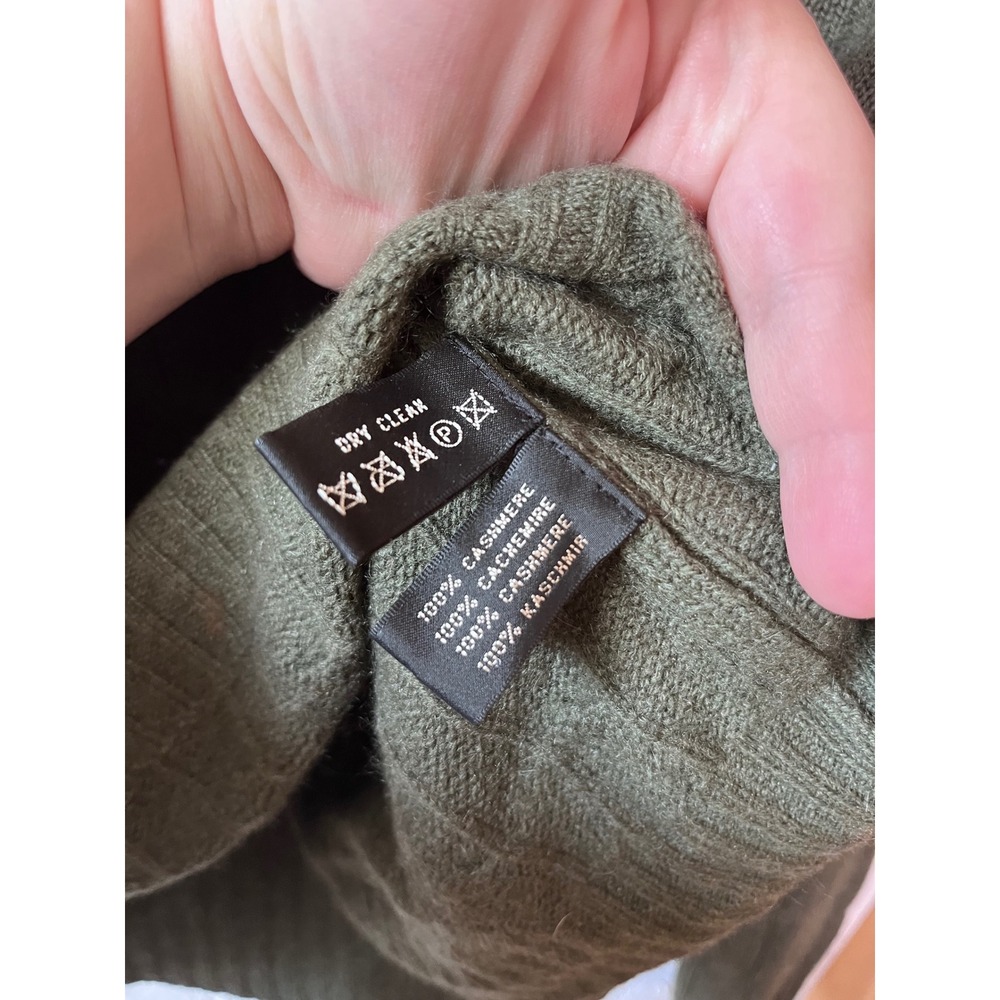 Ralph Lauren Black Label 100% Cashmere Cable Knit Sweater Olive Green Womens M - Picture 3 of 4